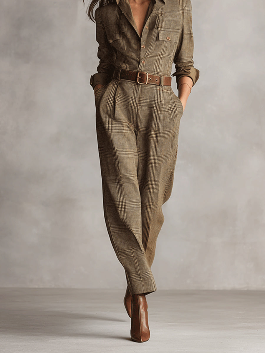 Célia | Ensemble Marron aux Détails Sophistiqués