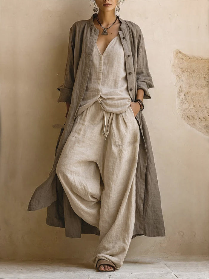 Sophie | Ensemble 3 Pièces Bohème avec Cardigan Long