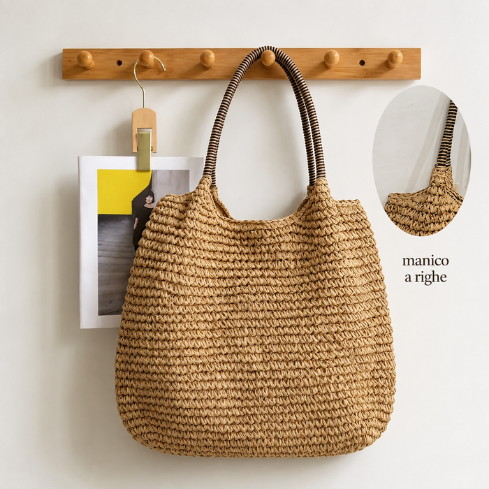 Mélisande | Sac Bandoulière en Paille Tressée - Camel Clair