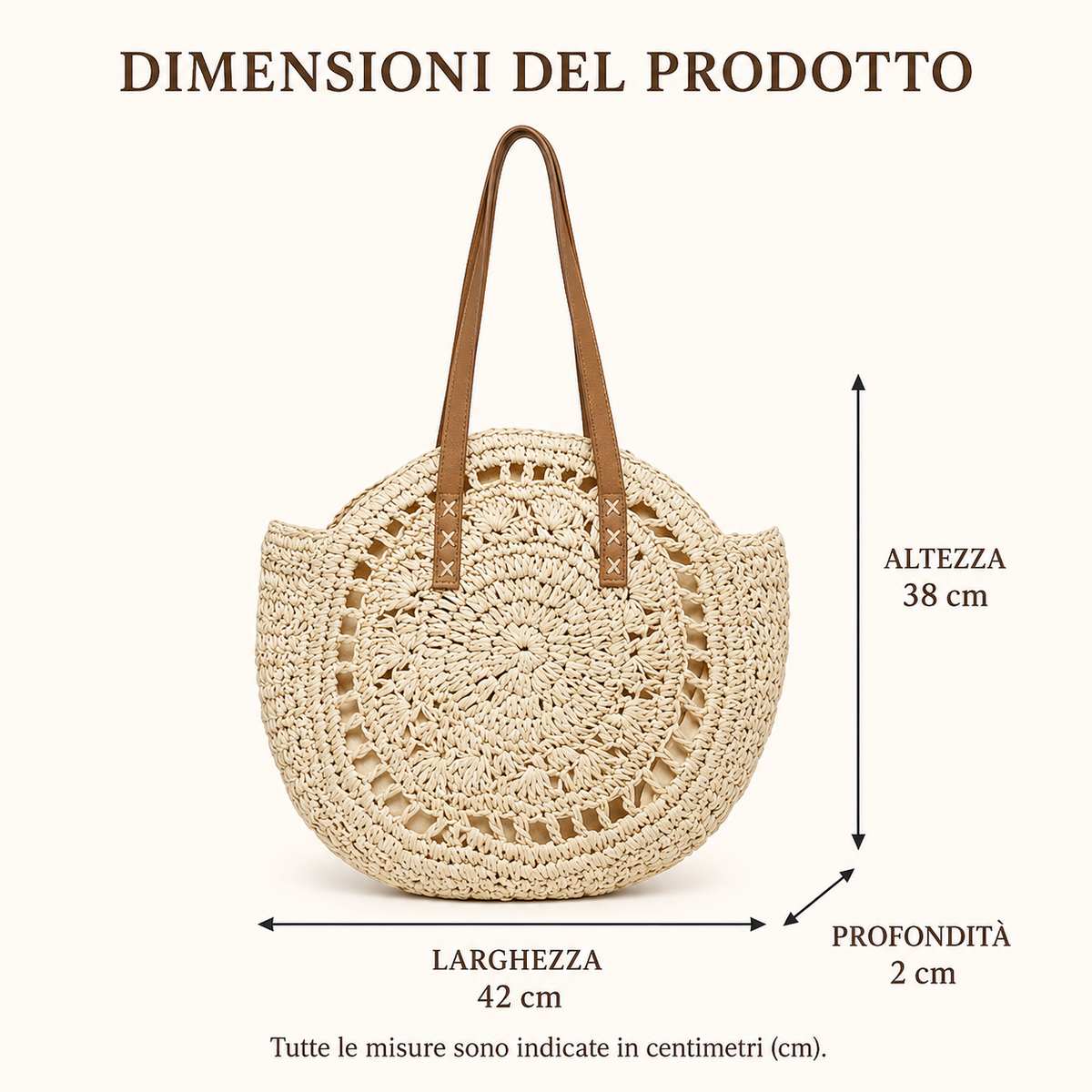 Lise | Sac Rond en Paille Tressée - Beige