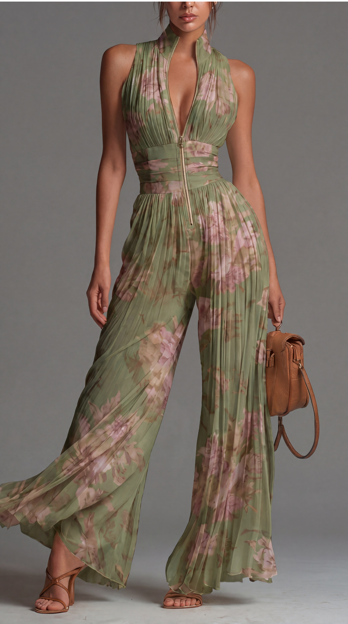 Isabelle | Combinaison Plissée en Gaze Florale