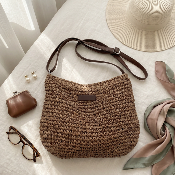 Diane | Sac Tressé Élégant - Marron Foncé