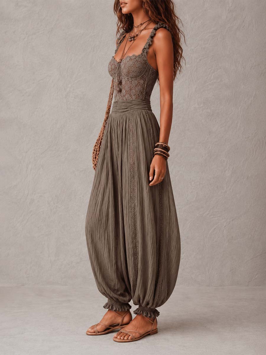 Béatrice | Combinaison Harem en Dentelle et Chiffon