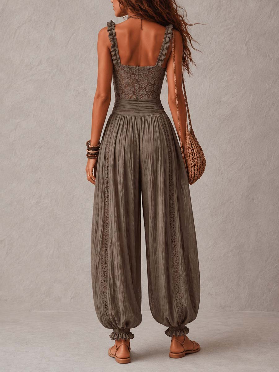 Béatrice | Combinaison Harem en Dentelle et Chiffon
