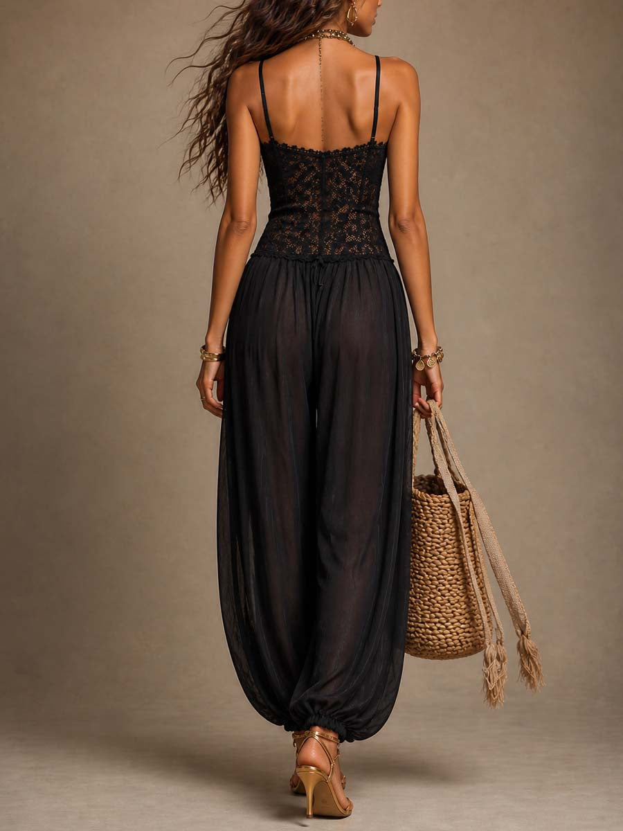 Béatrice | Combinaison Harem en Dentelle et Chiffon
