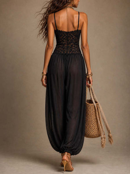 Béatrice | Combinaison Harem en Dentelle et Chiffon
