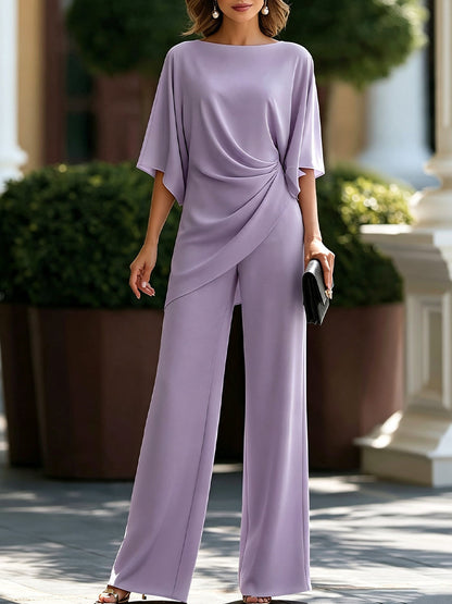 Gabrielle | Ensemble Blouse Drapée et Pantalon Large
