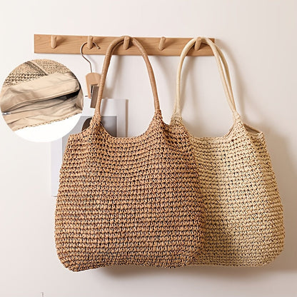 Marise | Sac Bandoulière en Paille Tressée - Noisette