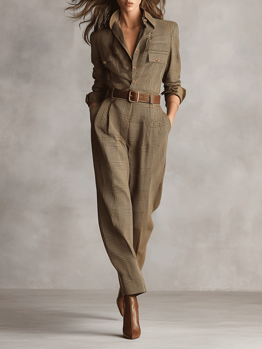 Célia | Ensemble Marron aux Détails Sophistiqués