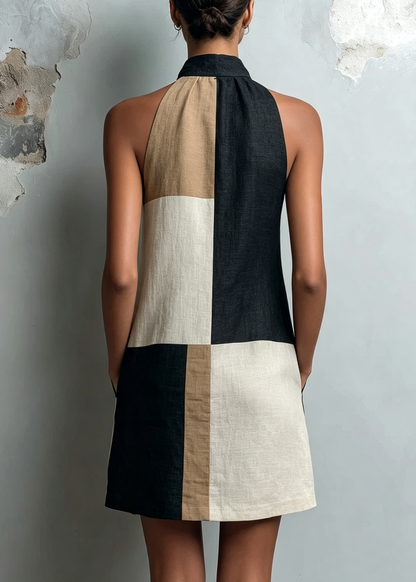 Sabine | Mini Robe Halter Color Block