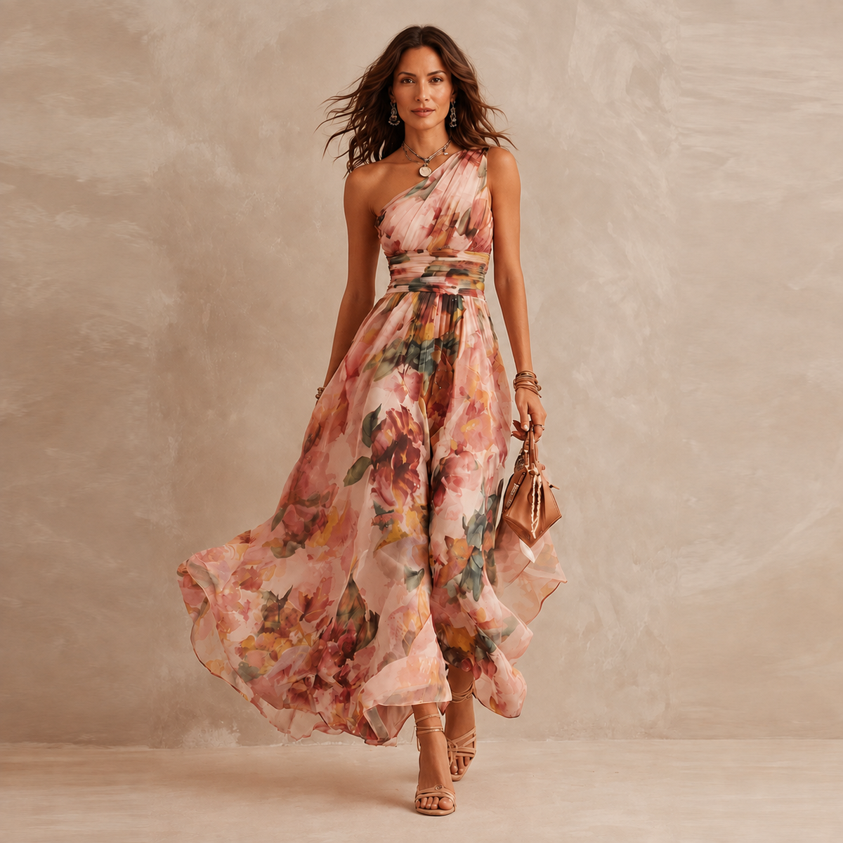 Céleste | Robe Maxi Fleurie Asymétrique