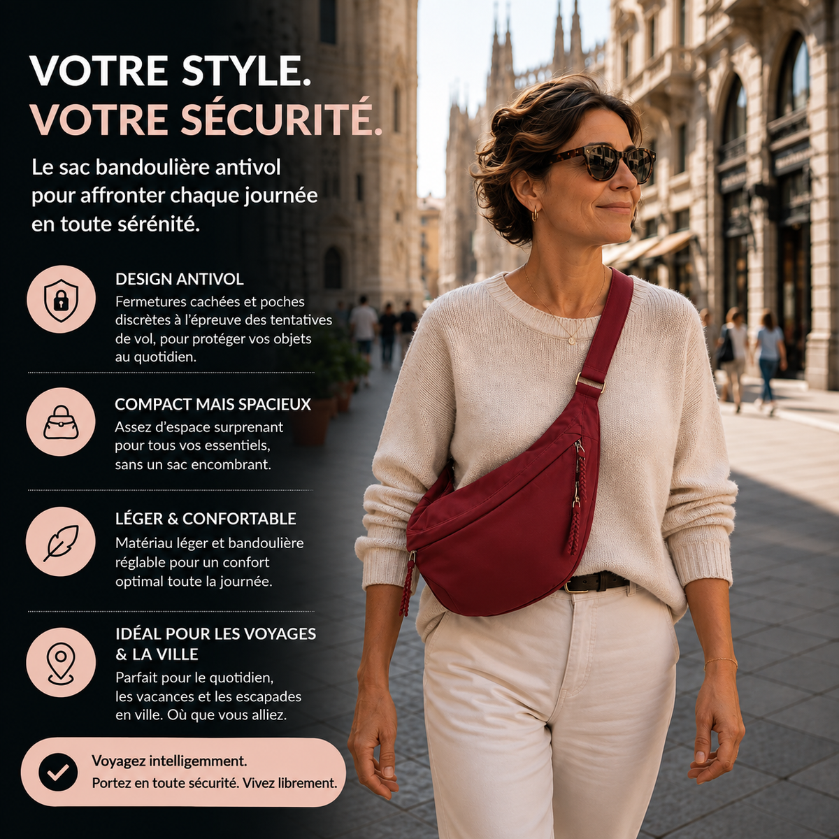 Rosalie | Sac Bandoulière Bordeaux