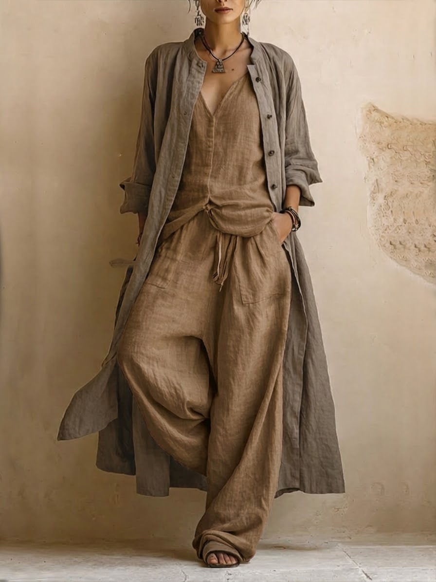 Sophie | Ensemble 3 Pièces Bohème avec Cardigan Long