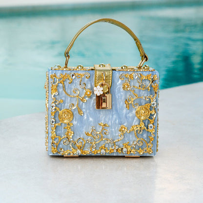 Victoire | Minaudière Acrylique Fleurie Dorée