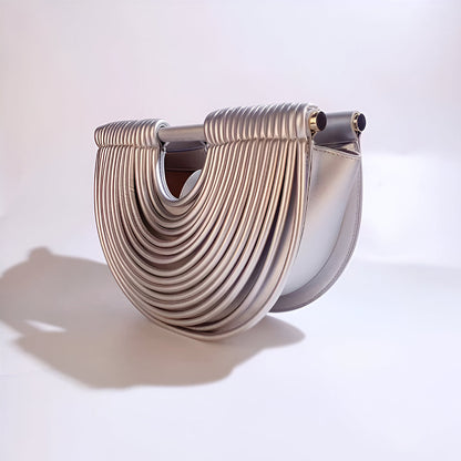 Sérène | Sac Demi-Lune Métallisé à Bandoulière Amovible
