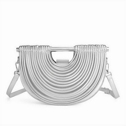 Sérène | Sac Demi-Lune Métallisé à Bandoulière Amovible