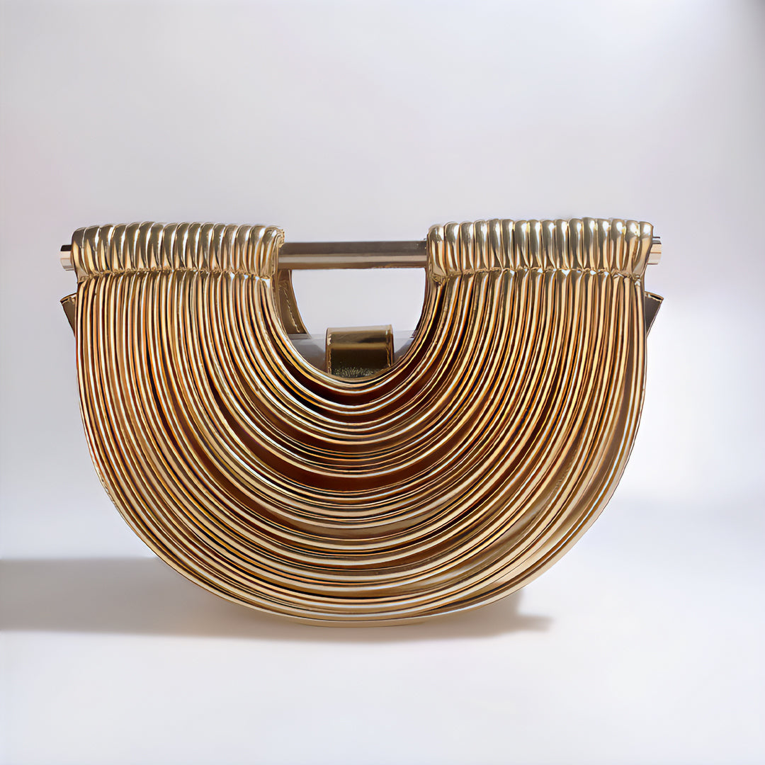 Sérène | Sac Demi-Lune Métallisé à Bandoulière Amovible