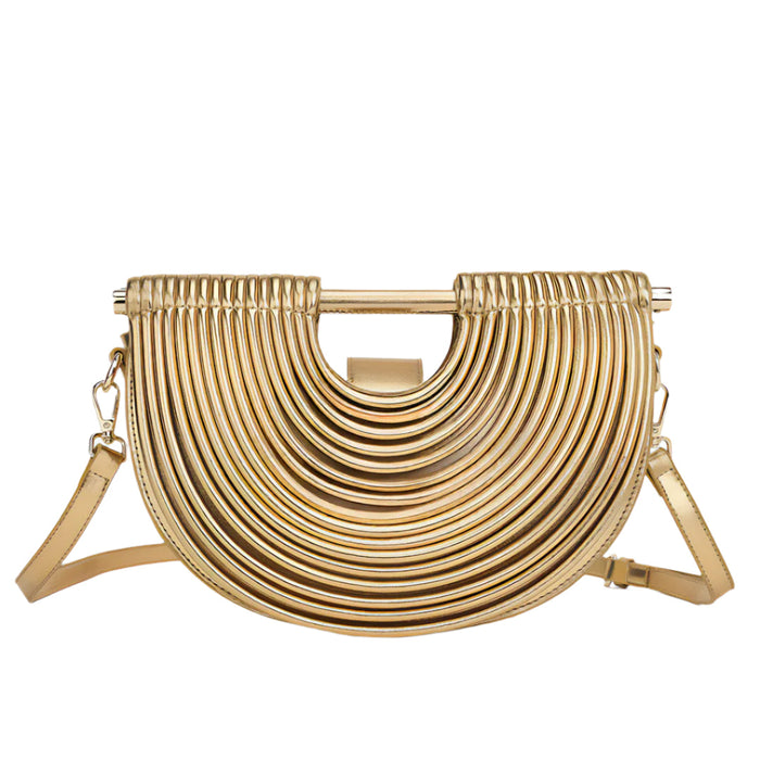 Sérène | Sac Demi-Lune Métallisé à Bandoulière Amovible