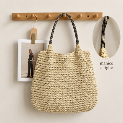 Nathalie | Sac Bandoulière en Paille Tressée - Naturel