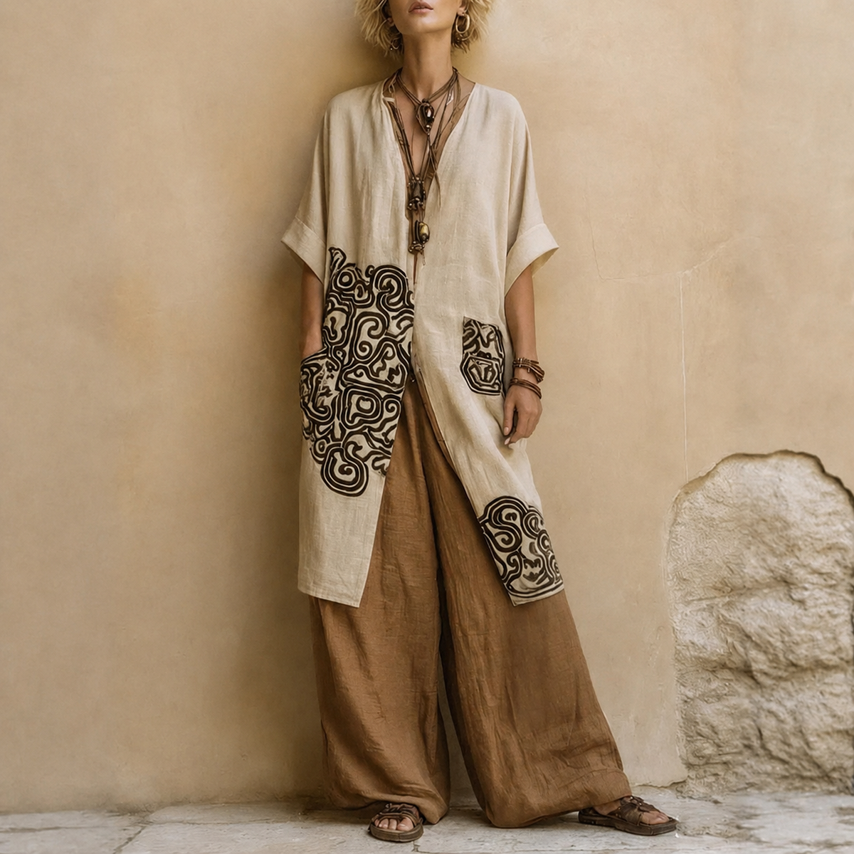 Claire | Ensemble 3 Pièces Bohème Motif Géométrique