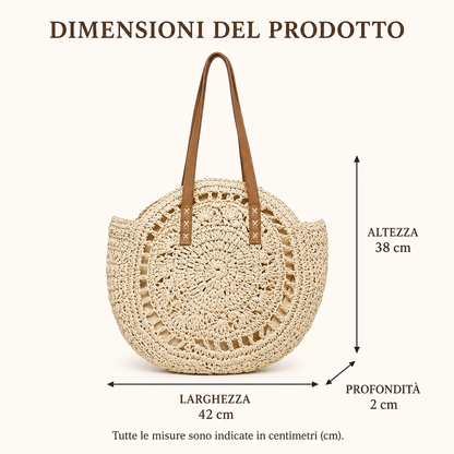 Lise | Sac Rond en Paille Tressée - Beige