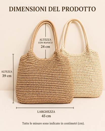 Manuelle | Sac Bandoulière en Paille Tressée - Naturel Clair
