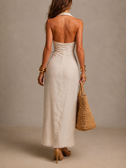 Tatienne | Robe Midi Portefeuille à Col Croisé et Dentelle