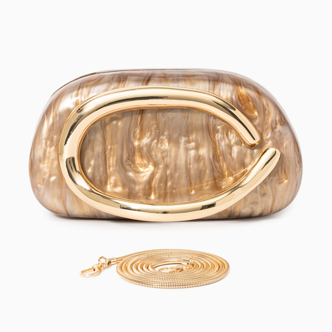 Aurélie | Pochette Perlée Sculpturale à Détail Doré