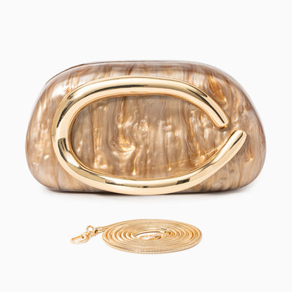 Aurélie | Pochette Perlée Sculpturale à Détail Doré