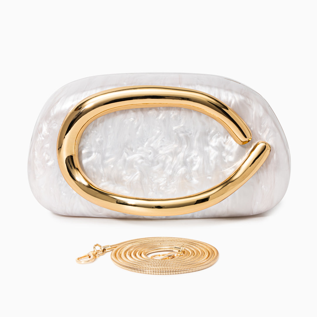 Aurélie | Pochette Perlée Sculpturale à Détail Doré