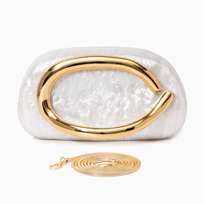 Aurélie | Pochette Perlée Sculpturale à Détail Doré