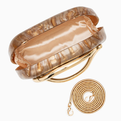 Aurélie | Pochette Perlée Sculpturale à Détail Doré