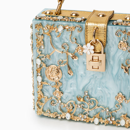 Victoire | Minaudière Acrylique Fleurie Dorée
