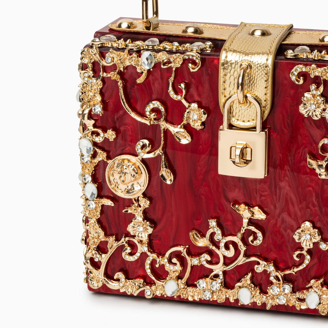 Victoire | Minaudière Acrylique Fleurie Dorée