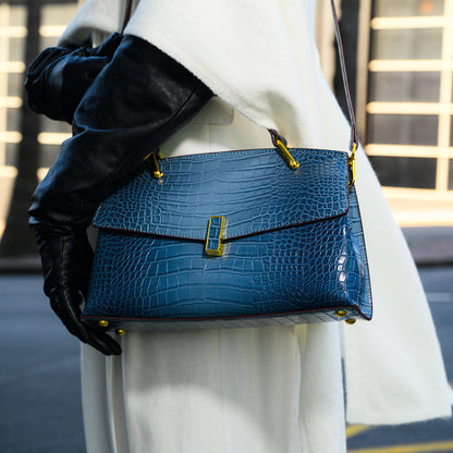 Élise | Tote Moyen Effet Croco en Cuir Vegan