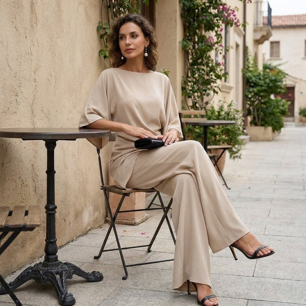 Gabrielle | Ensemble Blouse Drapée et Pantalon Large