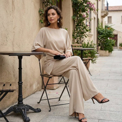 Gabrielle | Ensemble Blouse Drapée et Pantalon Large