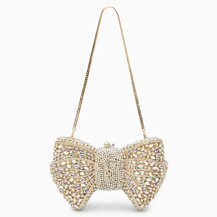 Oriane | Pochette Strass et Nœud en Cuir Vegan