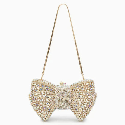 Oriane | Pochette Strass et Nœud en Cuir Vegan