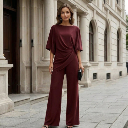 Gabrielle | Ensemble Blouse Drapée et Pantalon Large