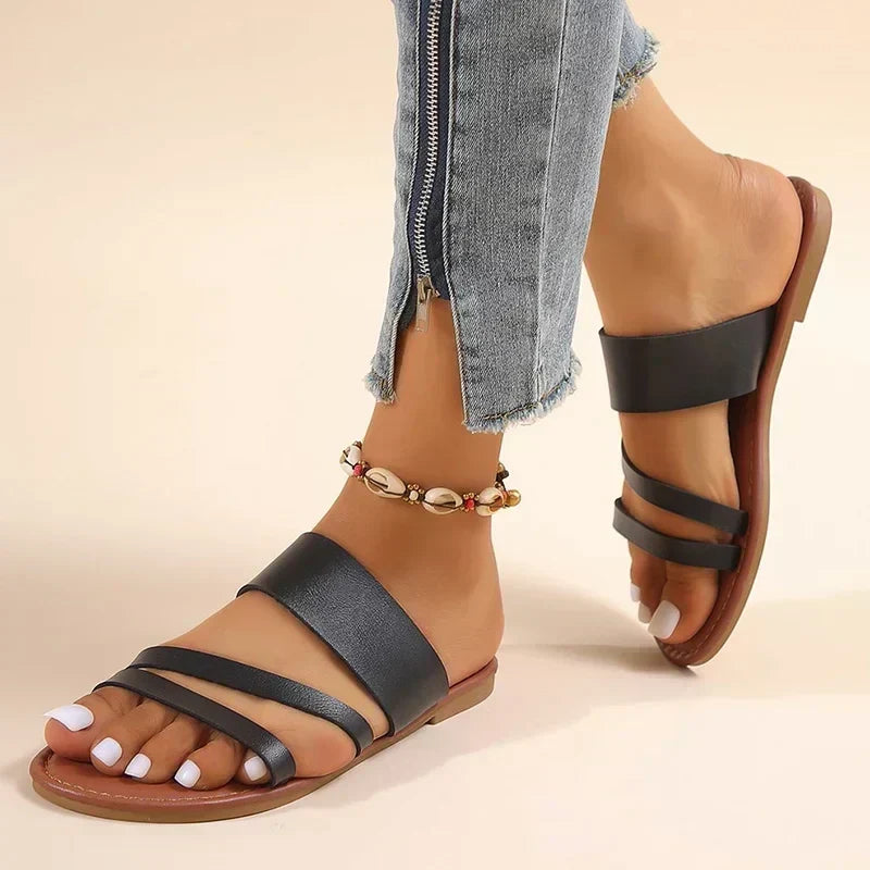 Rosalie | Sandales Plates Décontractées et Confortables