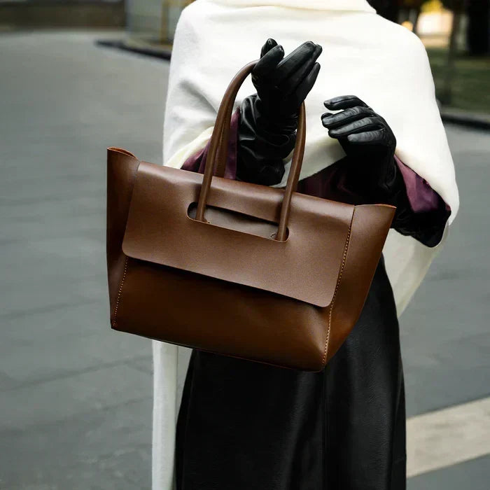 Gabrielle | Cabas Cuir Végan Marron et Noir