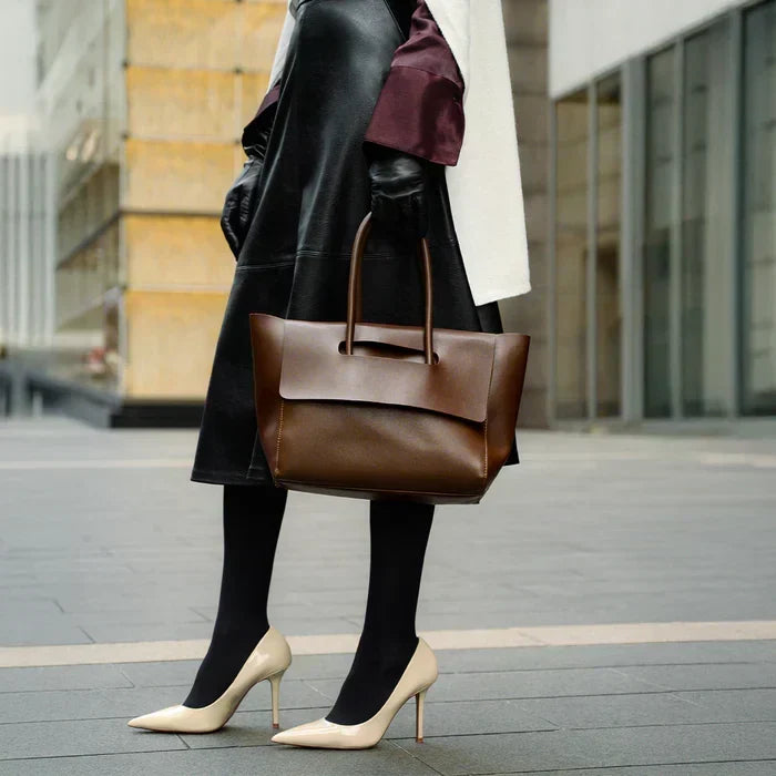 Gabrielle | Cabas Cuir Végan Marron et Noir