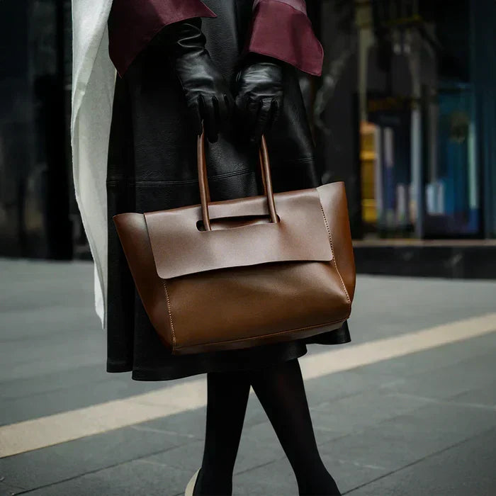Gabrielle | Cabas Cuir Végan Marron et Noir