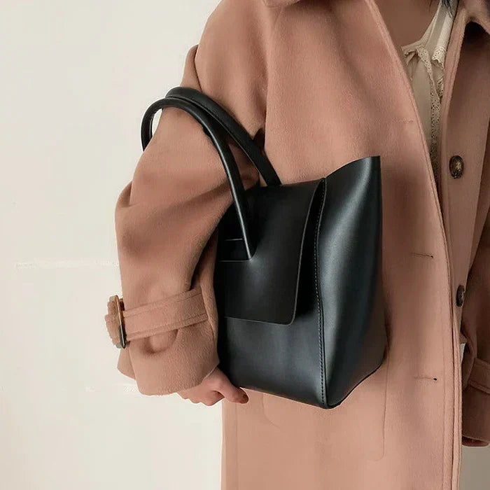 Gabrielle | Cabas Cuir Végan Marron et Noir