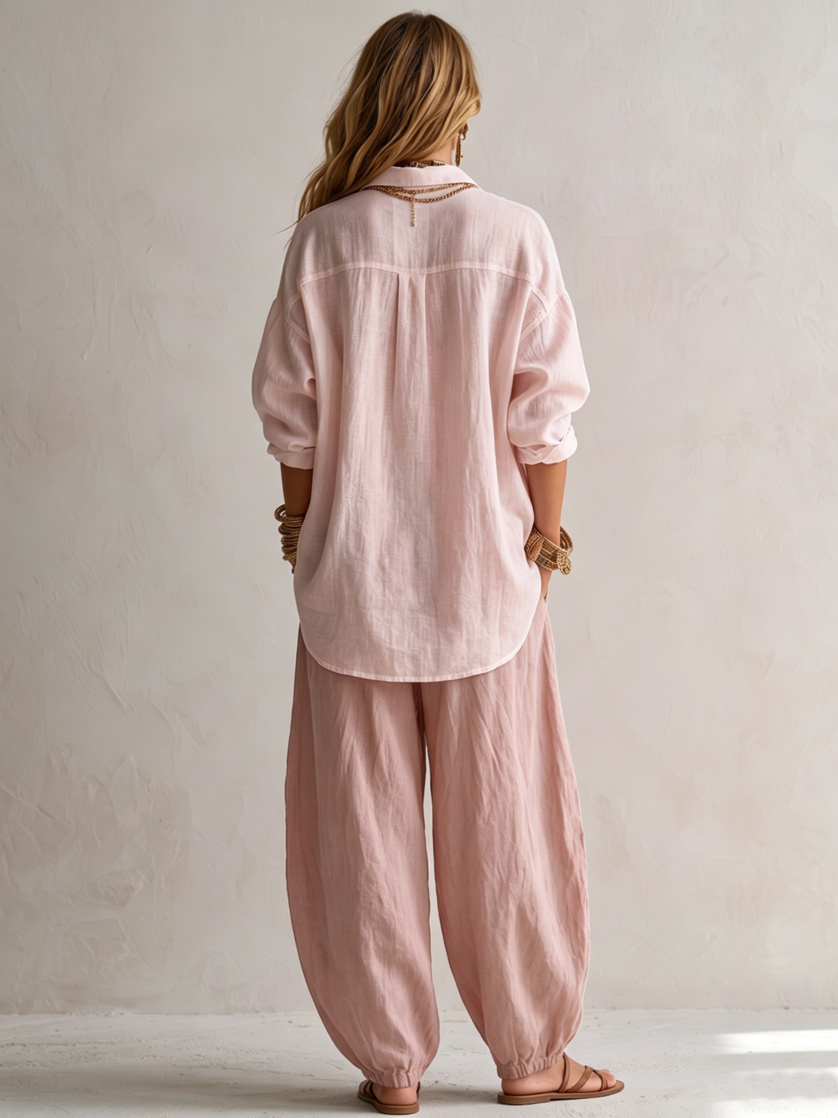 Capucine | Ensemble Blanche Ample et Pantalon Lantern Vert Olive