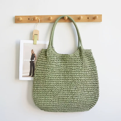 Mathilde | Sac Bandoulière en Paille Tressée - Vert Sauge