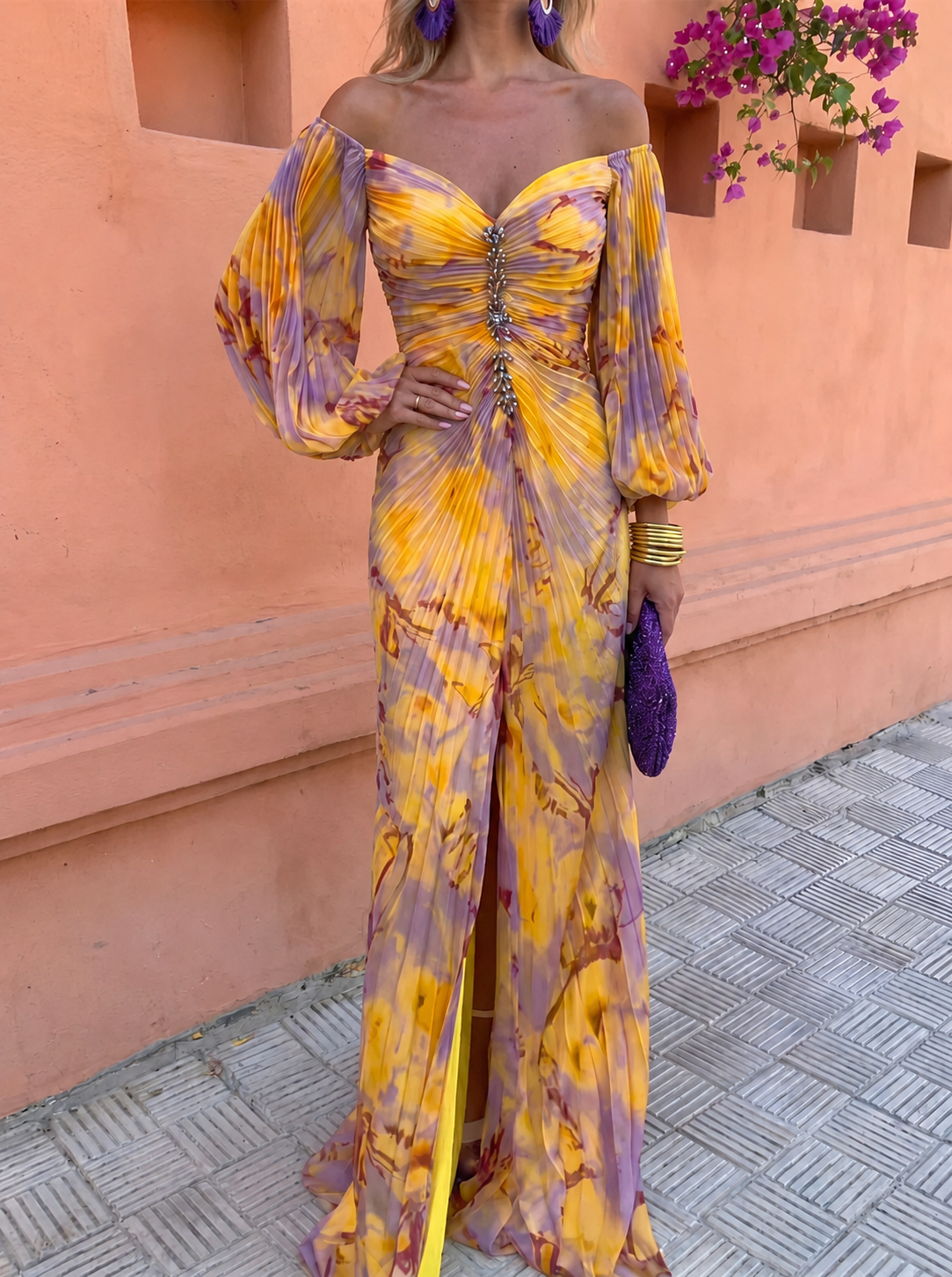 Greta | Robe Longue Fleurie Décolleté Profond
