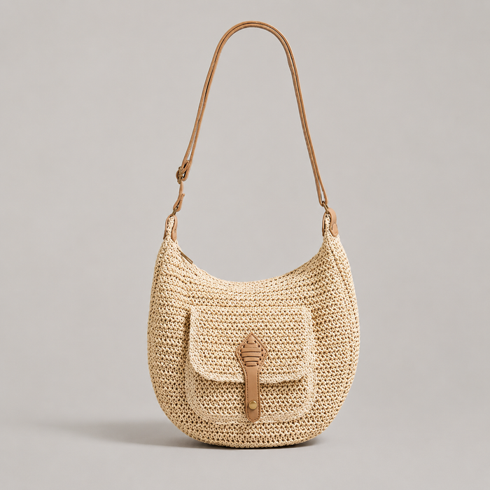 Valentine | Sac À Épaule Tressé Beige Quotidien