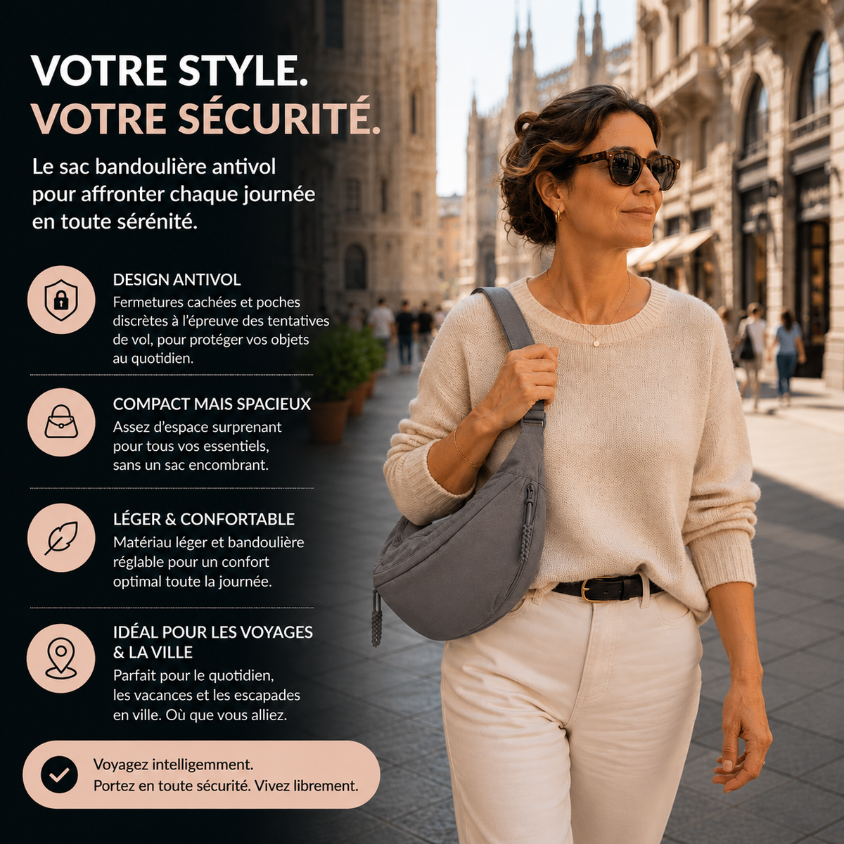 Claire | Sac Bandoulière Gris